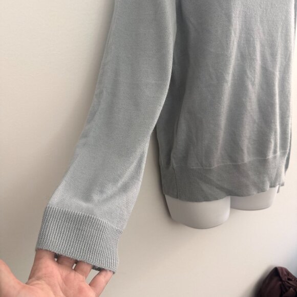 Vintage 1990's Kasper Knit Mock Neck Sweater | Icy Blue Gray | Size L - Picture 7 of 11